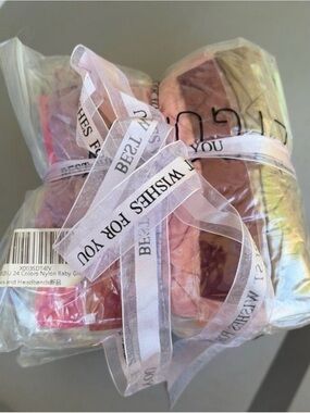 T7. Nylon Baby Girl Headbands - Pink & Gold Color Set